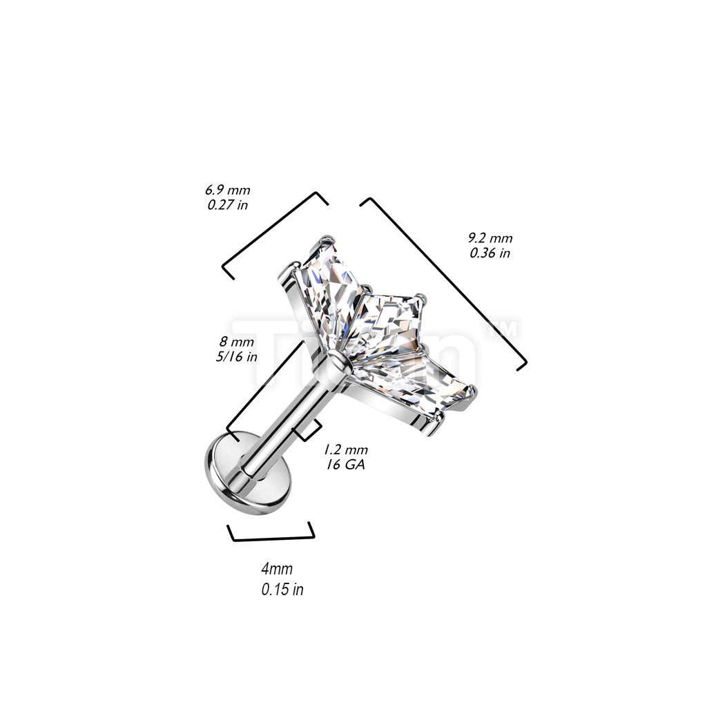 Implant Grade Titanium Internally Threaded Labret With 3 CZ Fan Top - Image 5
