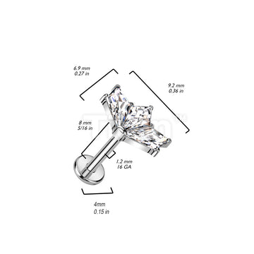 Implant Grade Titanium Internally Threaded Labret With 3 CZ Fan Top - Image 5
