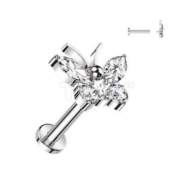 Implant Grade Titanium Internally Threaded Labret With CZ Butterfly Top - Image 2