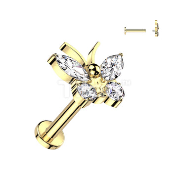 Implant Grade Titanium Internally Threaded Labret With CZ Butterfly Top - Image 3