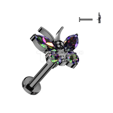 Implant Grade Titanium Internally Threaded Labret With CZ Butterfly Top - Image 4