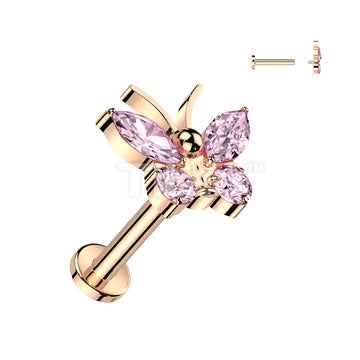 Implant Grade Titanium Internally Threaded Labret With CZ Butterfly Top - Image 5