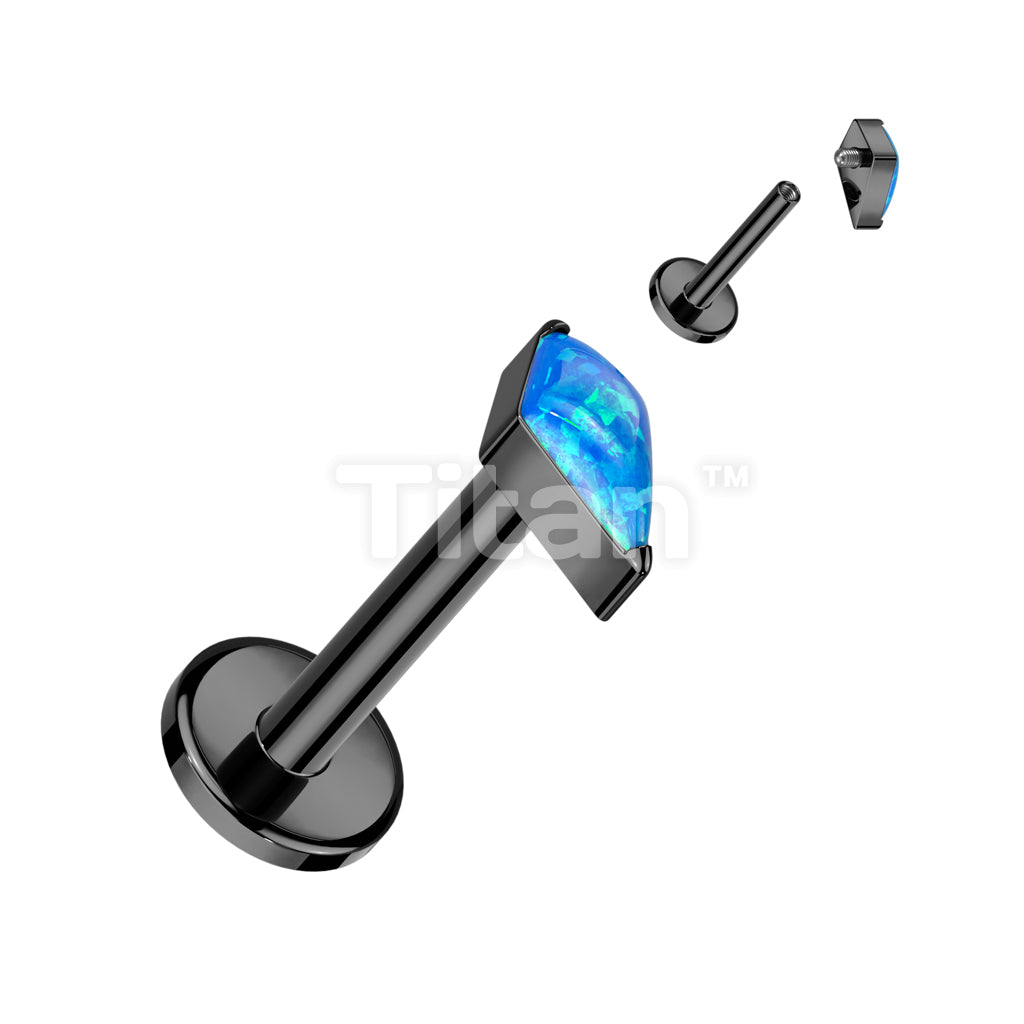 Implant Grade Titanium Internally Threaded Labret With Diamond Shaped CZ or Opal Spear Top - Image 5