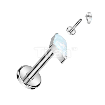 Implant Grade Titanium Internally Threaded Labret With Diamond Shaped CZ or Opal Spear Top - Image 6