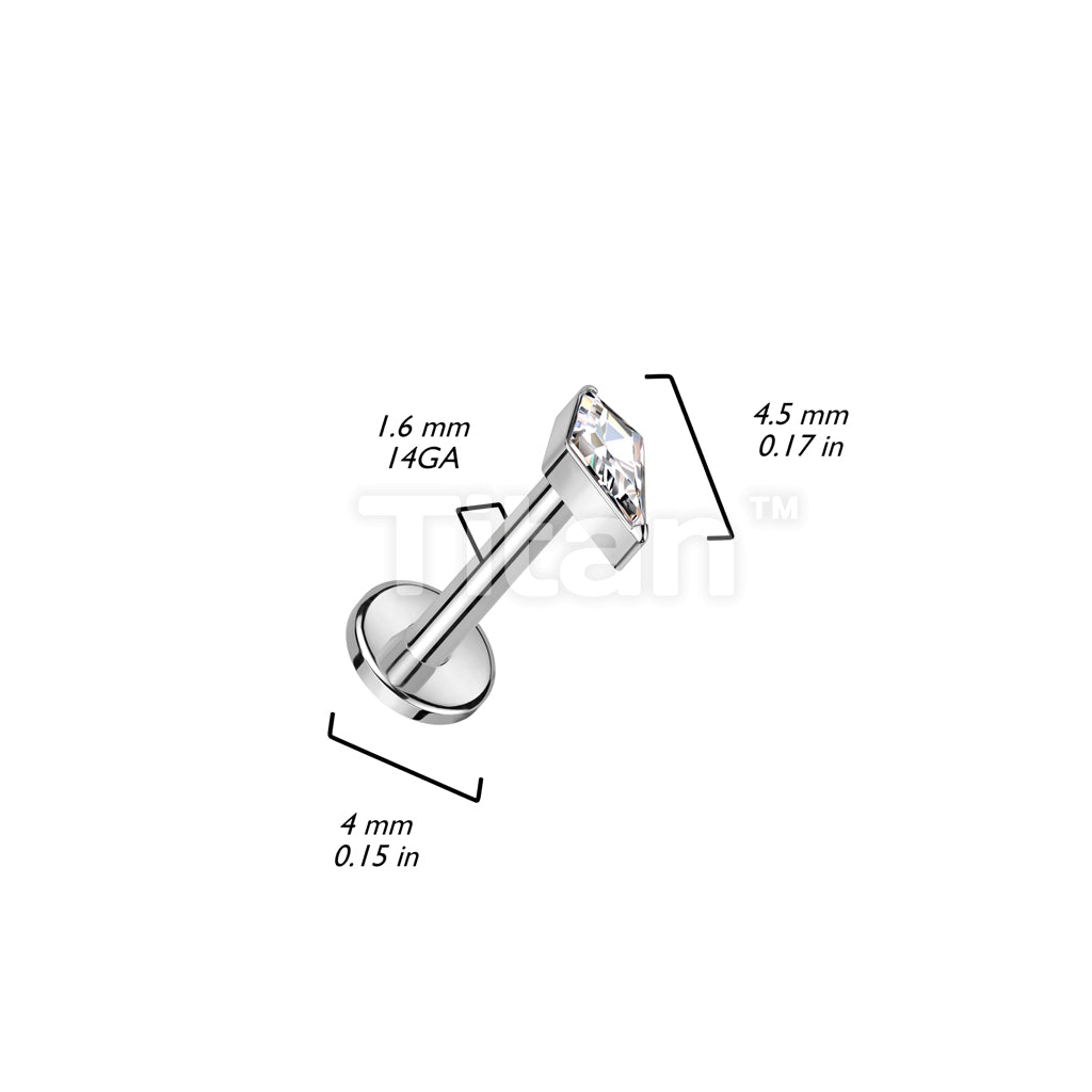 Implant Grade Titanium Internally Threaded Labret With Diamond Shaped CZ or Opal Spear Top - Image 7