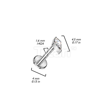 Implant Grade Titanium Internally Threaded Labret With Diamond Shaped CZ or Opal Spear Top - Image 7
