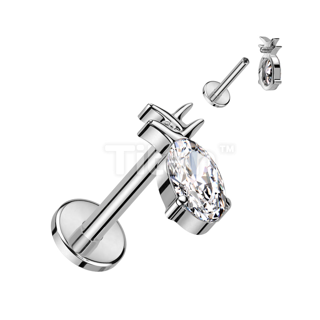Implant Grade Titanium Internally Threaded Labret With Pineapple CZ Top - Image 2