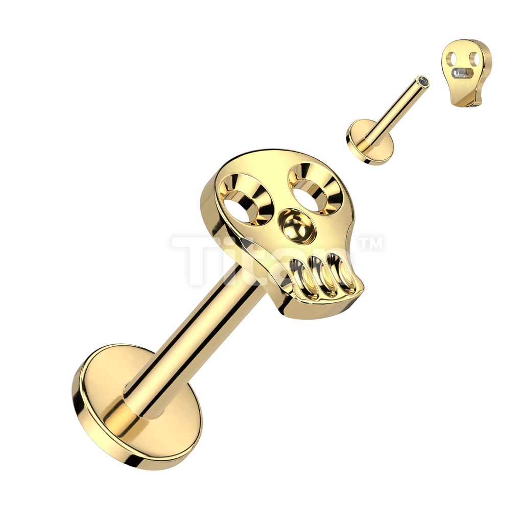 Implant Grade Titanium Internally Threaded Labret With Hollow Skull Top - Image 2