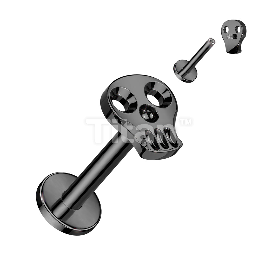Implant Grade Titanium Internally Threaded Labret With Hollow Skull Top - Image 3