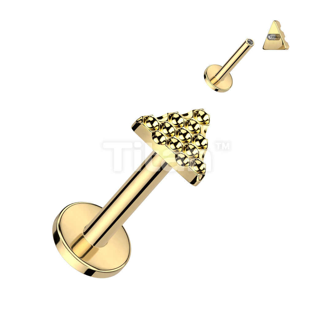 Implant Grade Titanium Internally Threaded Labret With Bumped Cut Triangle Top - Image 2