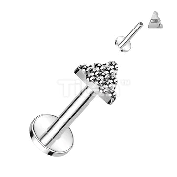 Implant Grade Titanium Internally Threaded Labret With Bumped Cut Triangle Top - Image 3