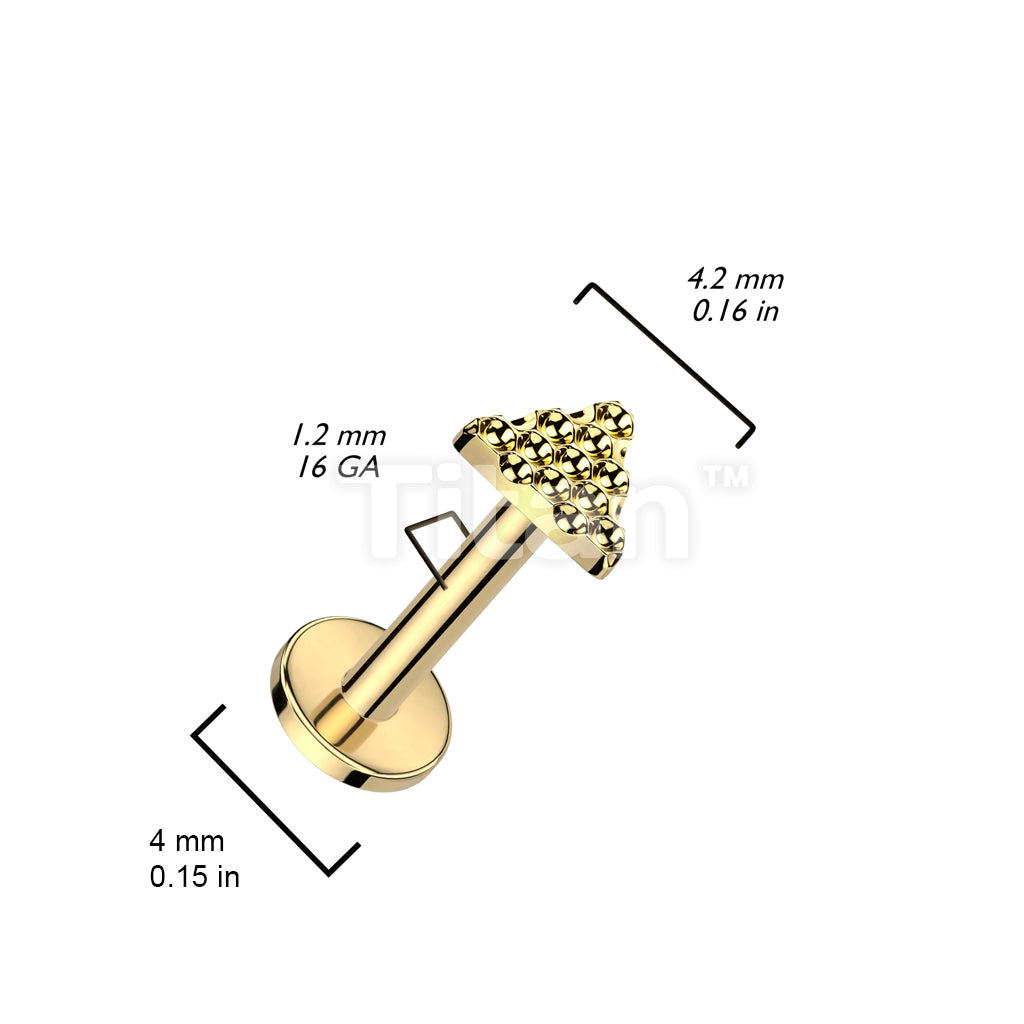Implant Grade Titanium Internally Threaded Labret With Bumped Cut Triangle Top - Image 4