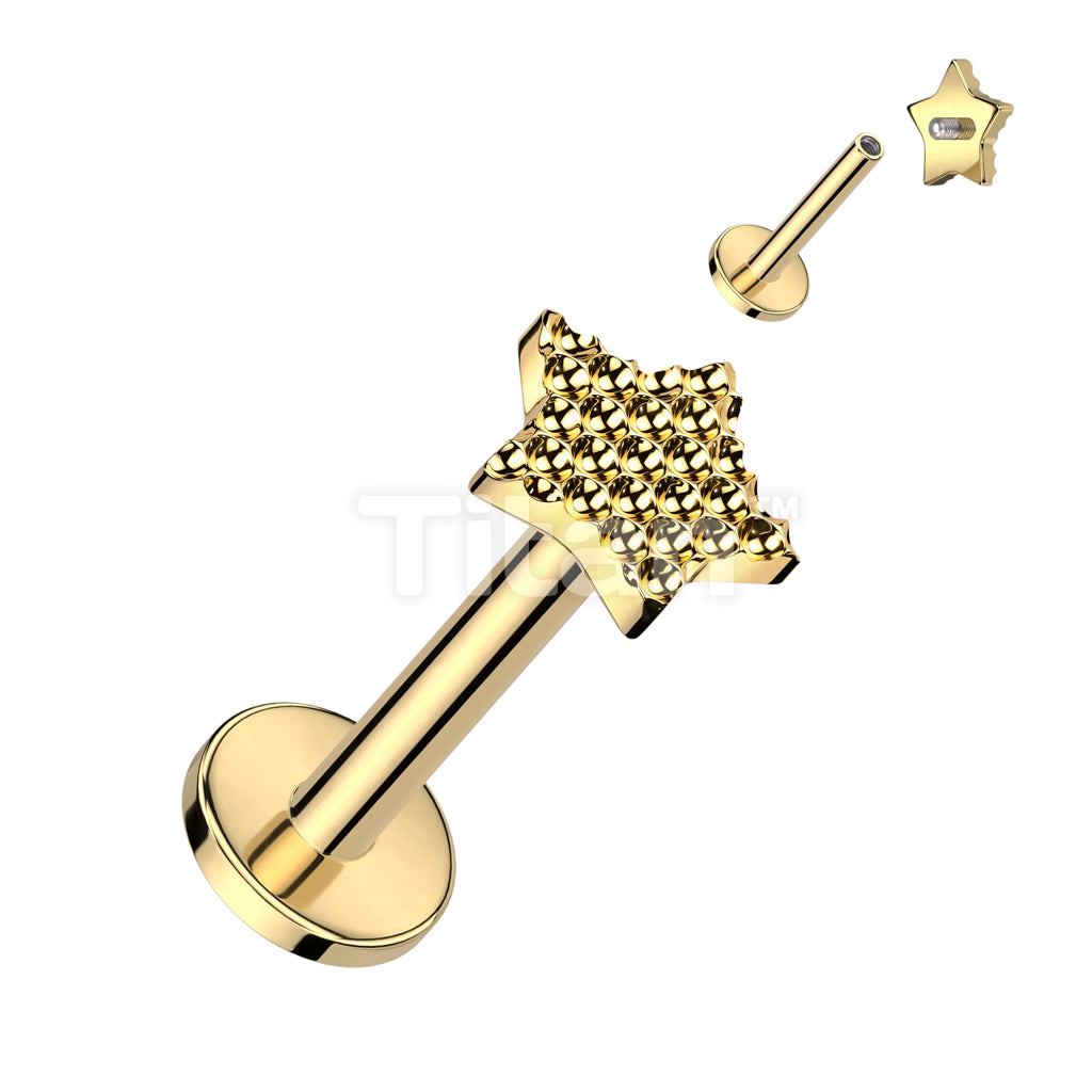 Implant Grade Titanium Internally Threaded Labret With Bumped Cut Star Top - Image 2