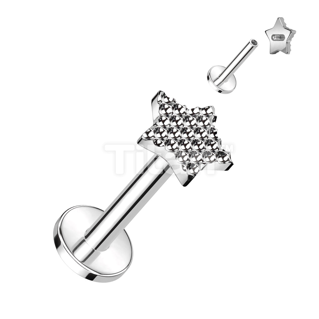 Implant Grade Titanium Internally Threaded Labret With Bumped Cut Star Top - Image 3