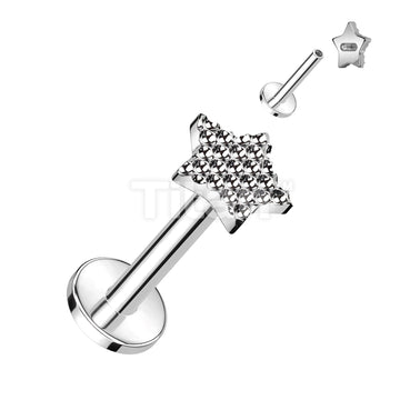 Implant Grade Titanium Internally Threaded Labret With Bumped Cut Star Top - Image 3