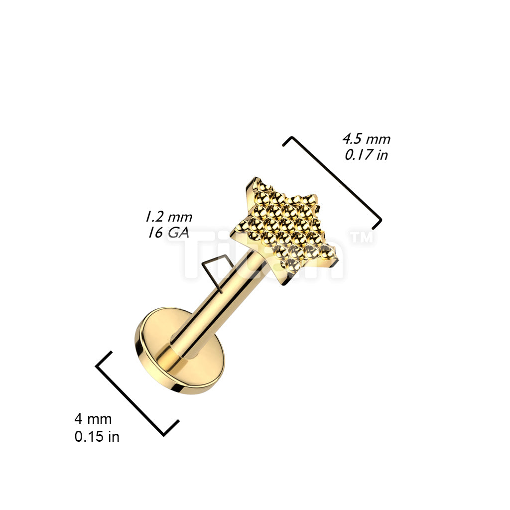 Implant Grade Titanium Internally Threaded Labret With Bumped Cut Star Top - Image 4