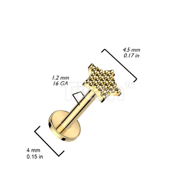 Implant Grade Titanium Internally Threaded Labret With Bumped Cut Star Top - Image 4