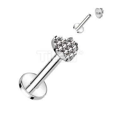 Implant Grade Titanium Internally Threaded Labret With Bumped Cut Heart Top - Image 3