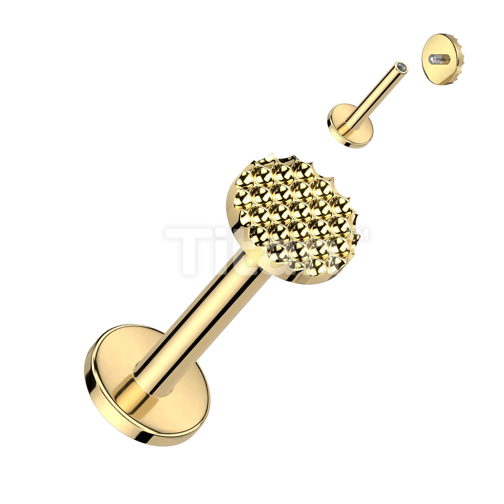 Implant Grade Titanium Internally Threaded Labret With Bumped Cut Round Top - Image 2