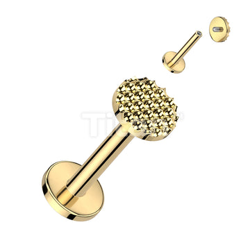 Implant Grade Titanium Internally Threaded Labret With Bumped Cut Round Top - Image 2