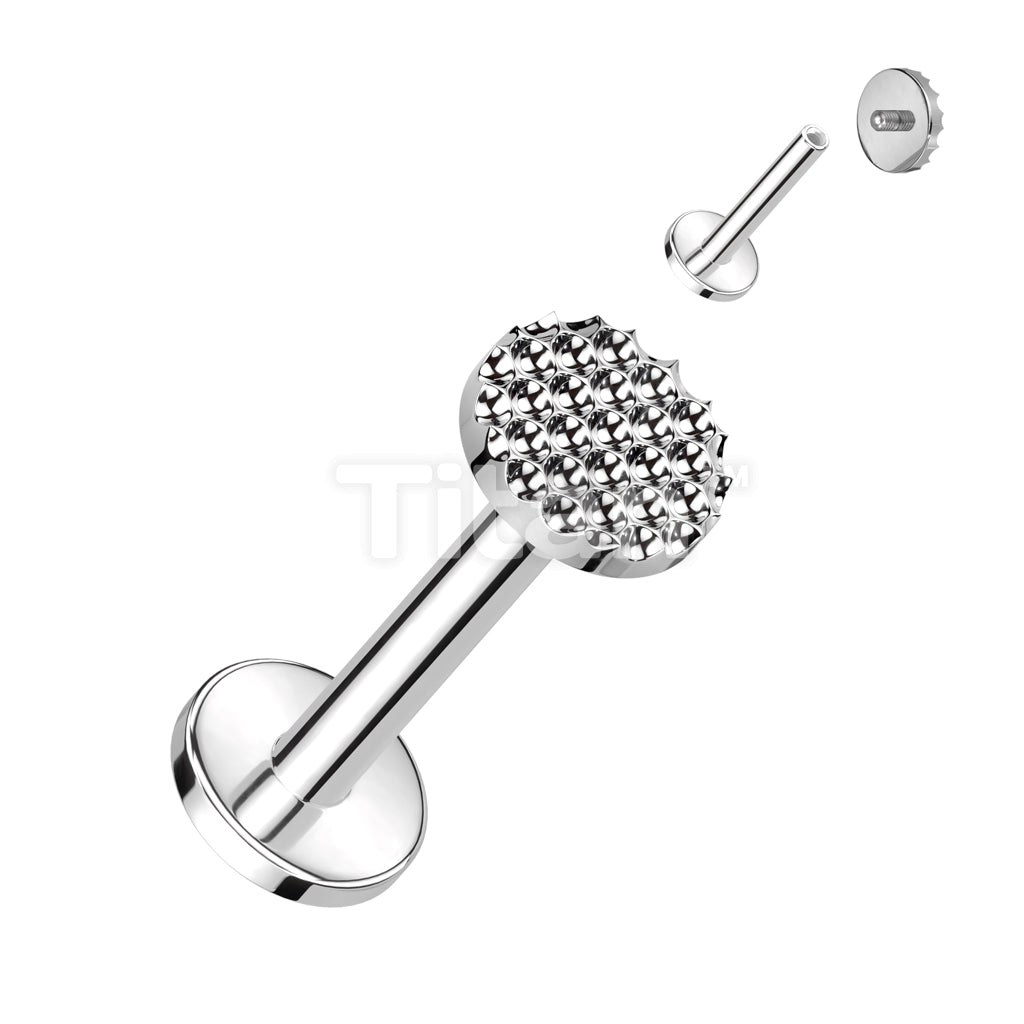 Implant Grade Titanium Internally Threaded Labret With Bumped Cut Round Top - Image 3