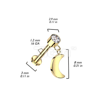Implant Grade Titanium Internally Threaded Labret With Round Bezel Set... - Image 4