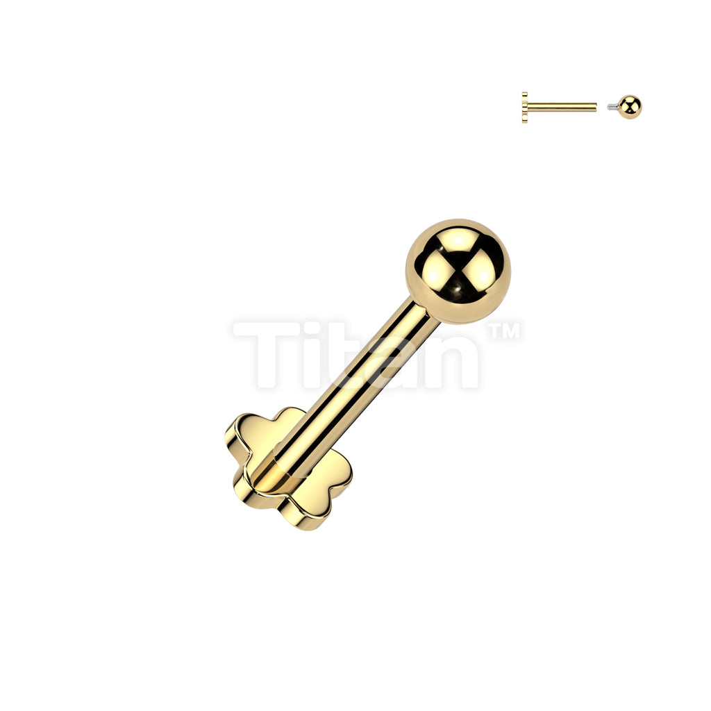 Implant Grade Titanium Internally Threaded Flower Base Flat Back Stud With Plain Ball Top - Image 2