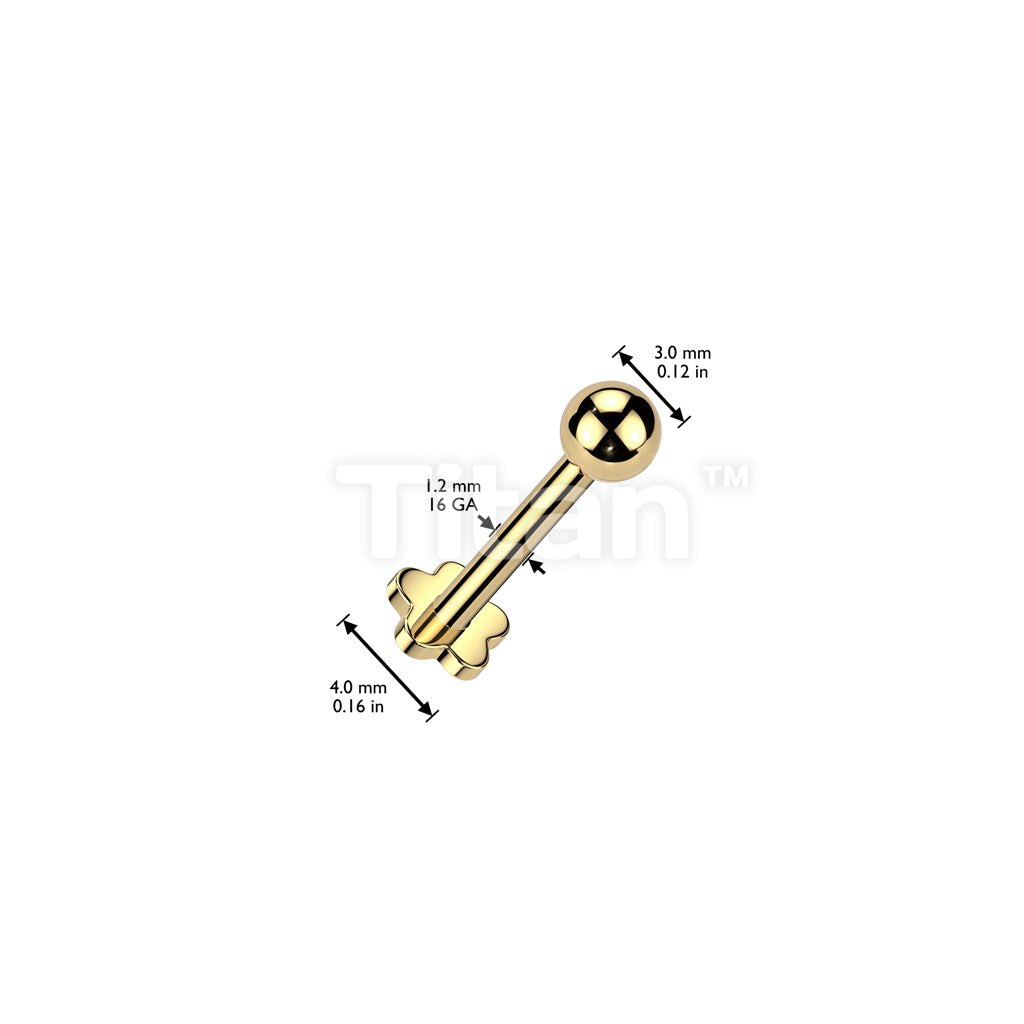 Implant Grade Titanium Internally Threaded Flower Base Flat Back Stud With Plain Ball Top - Image 4