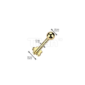 Implant Grade Titanium Internally Threaded Flower Base Flat Back Stud With Plain Ball Top - Image 4