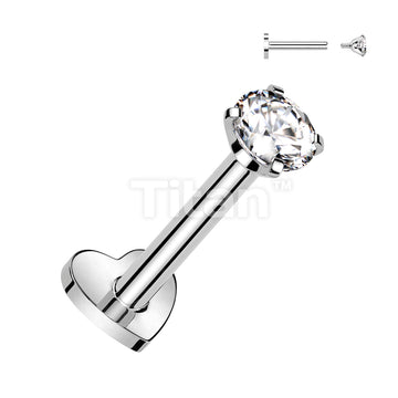 Implant Grade Titanium Internally Threaded Heart Base Labret With Prong Set CZ Top - Image 3