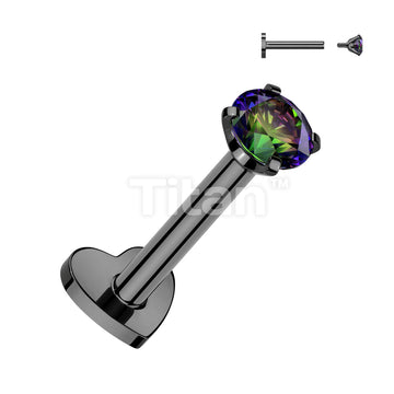 Implant Grade Titanium Internally Threaded Heart Base Labret With Prong Set CZ Top - Image 5