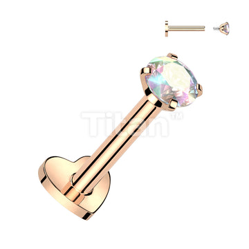 Implant Grade Titanium Internally Threaded Heart Base Labret With Prong Set CZ Top - Image 9
