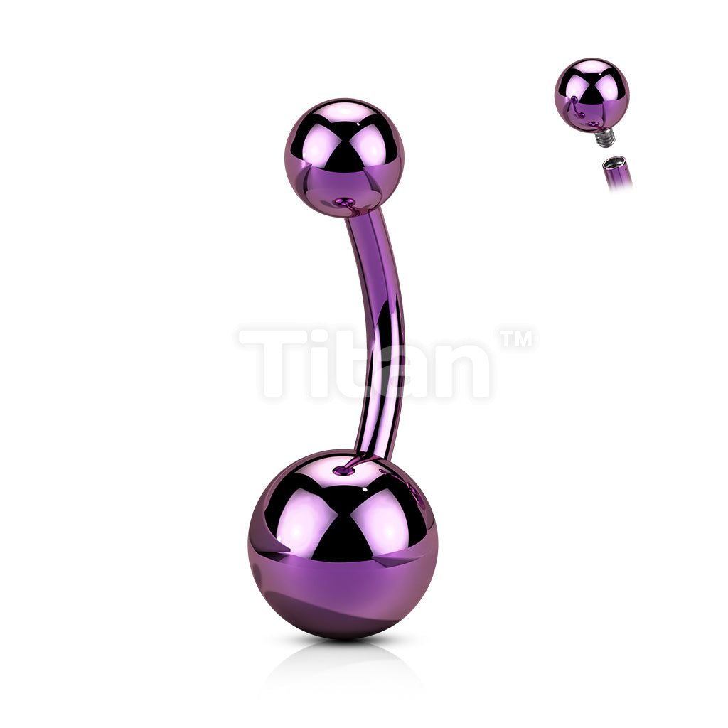 Implant Grade Titanium Internally Threaded Top Ball PVD Plated Basic Belly Button Ring - Image 3