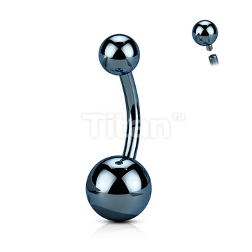 Implant Grade Titanium Internally Threaded Top Ball PVD Plated Basic Belly Button Ring - Image 4