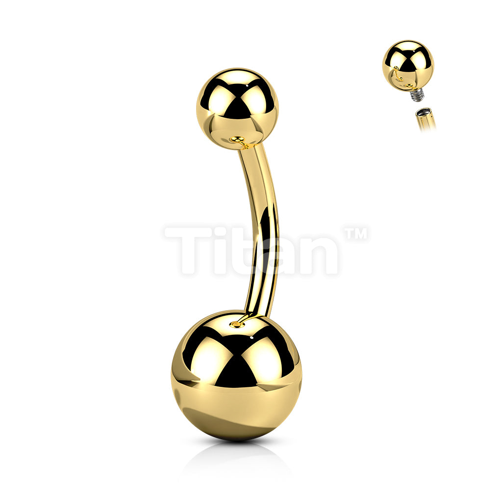 Implant Grade Titanium Internally Threaded Top Ball PVD Plated Basic Belly Button Ring - Image 6