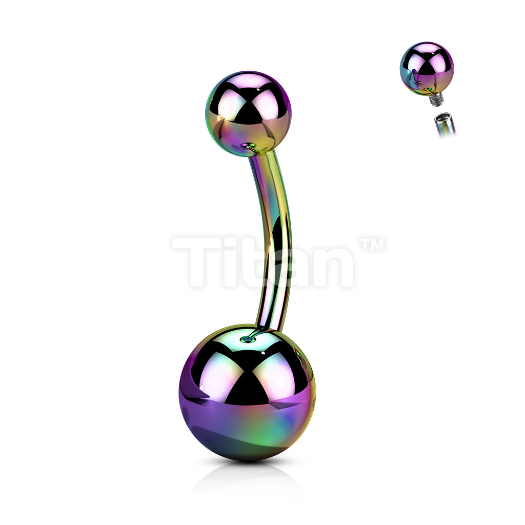 Implant Grade Titanium Internally Threaded Top Ball PVD Plated Basic Belly Button Ring - Image 9