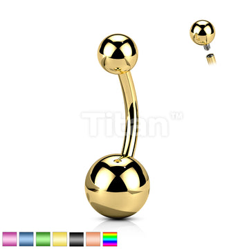 Implant Grade Titanium Internally Threaded Top Ball PVD Plated Basic Belly Button Ring - Image 2