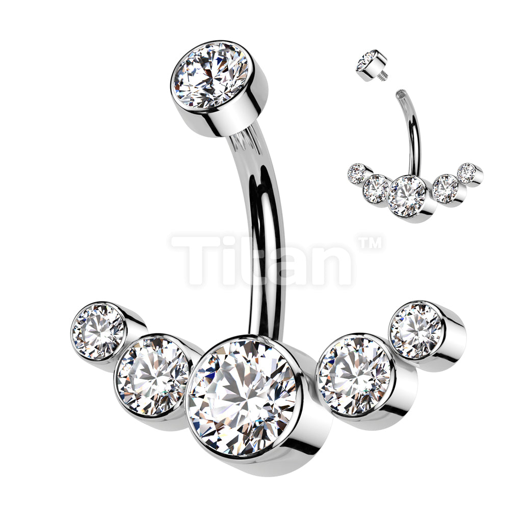 ASTM F136 Titanium Implant Grade Titanium Internally Threaded CZ Bezel... - Image 3
