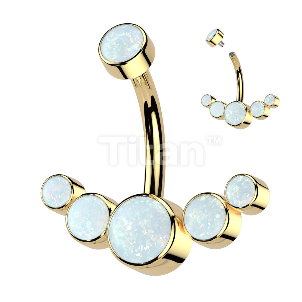 Implant Grade Titanium Internally Threaded Opal Bezel Set Top With 5... - Image 2