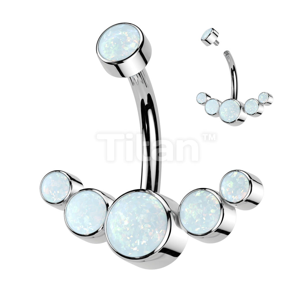 Implant Grade Titanium Internally Threaded Opal Bezel Set Top With 5... - Image 3