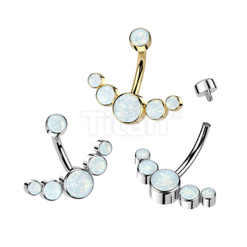 Implant Grade Titanium Internally Threaded Opal Bezel Set Top With 5...