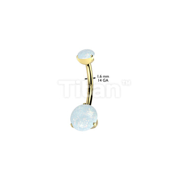 Implant Grade Titanium Internally Threaded Top Prong Set Double Round Opal Belly Button Rings - Image 6