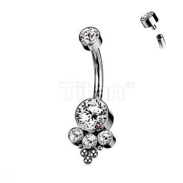 Implant Grade Titanium Internally Threaded Bezel Set CZ Top With Bottom... - Image 5