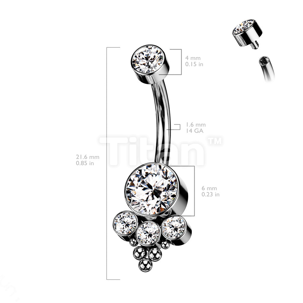 Implant Grade Titanium Internally Threaded Bezel Set CZ Top With Bottom... - Image 6