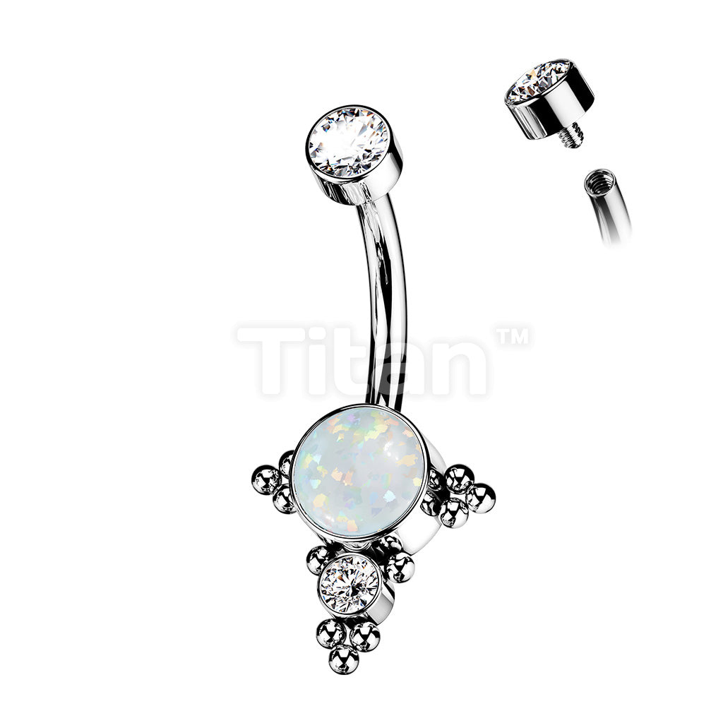 Implant Grade Titanium Internally Threaded Bezel Set Top and CZ or Opal... - Image 3