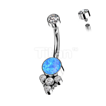 Implant Grade Titanium Internally Threaded Opal Or CZ Center With 4 CZ... - Image 2