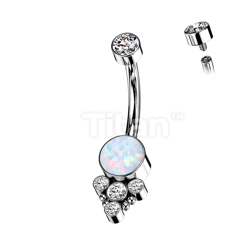 Implant Grade Titanium Internally Threaded Opal Or CZ Center With 4 CZ... - Image 3