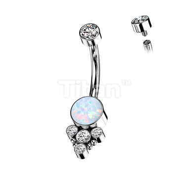 Implant Grade Titanium Internally Threaded Opal Or CZ Center With 4 CZ... - Image 3