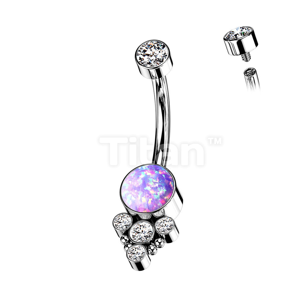 Implant Grade Titanium Internally Threaded Opal Or CZ Center With 4 CZ... - Image 4