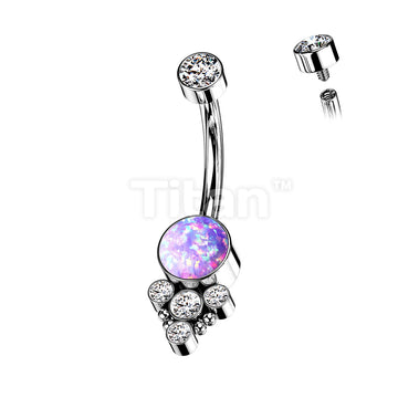 Implant Grade Titanium Internally Threaded Opal Or CZ Center With 4 CZ... - Image 4